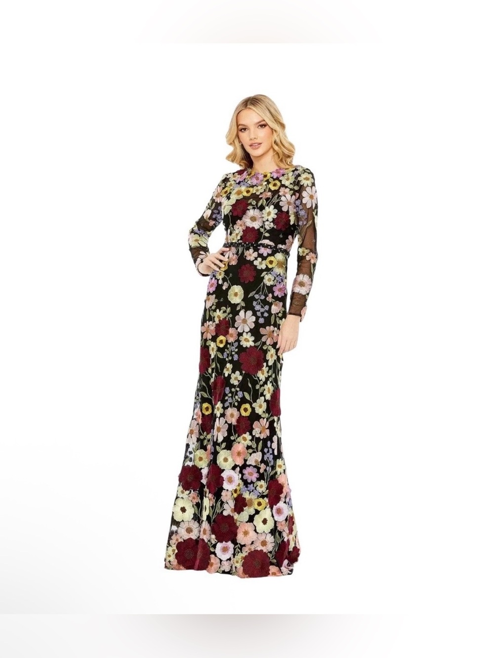 Mac Duggal 68201 Embroidered Appliqué High Neck Trumpet Gown Size 6 $798